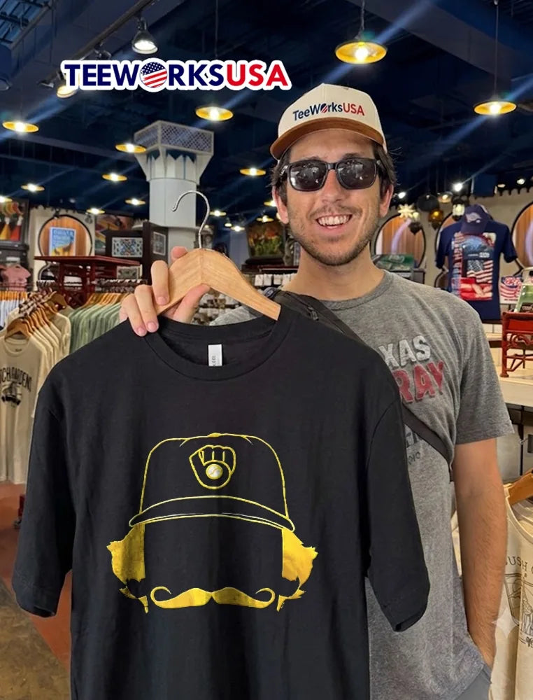 Milwaukee baseball hat mustache and hair - Adult & Kids T-Shirts, Sweatshirts & Hoodies apparel design preview 2