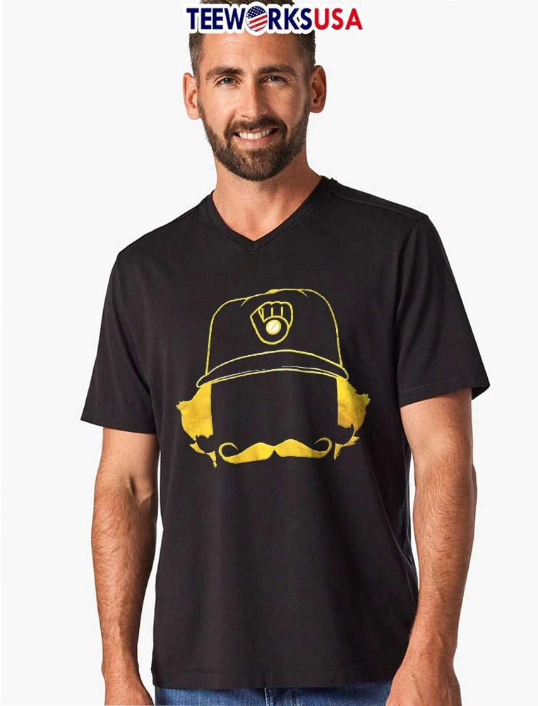 Milwaukee baseball hat mustache and hair - Adult & Kids T-Shirts, Sweatshirts & Hoodies apparel design preview 8