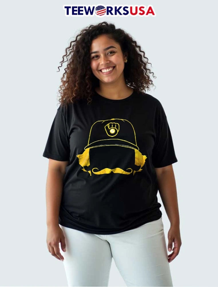 Milwaukee baseball hat mustache and hair - Adult & Kids T-Shirts, Sweatshirts & Hoodies apparel design preview 3