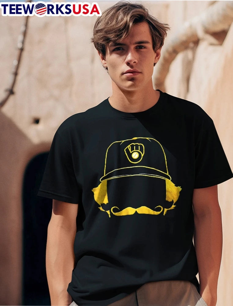 Milwaukee baseball hat mustache and hair - Adult & Kids T-Shirts, Sweatshirts & Hoodies apparel design preview 1