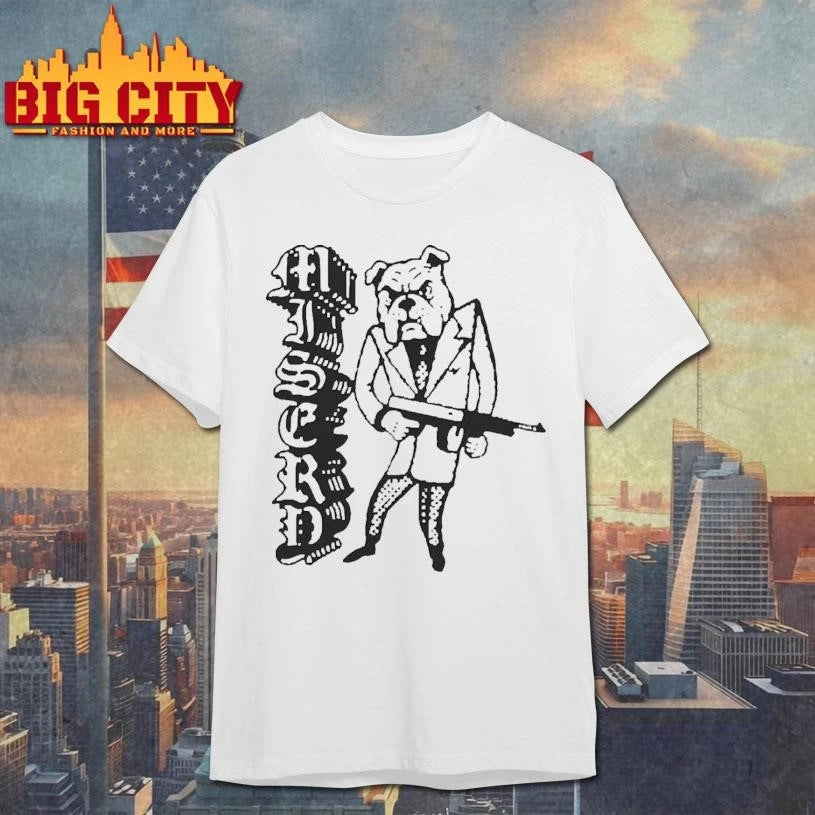Misery Gangster Bulldog Holding Tommy Gun Vintage - Adult & Kids T-Shirts, Sweatshirts & Hoodies apparel design preview 1