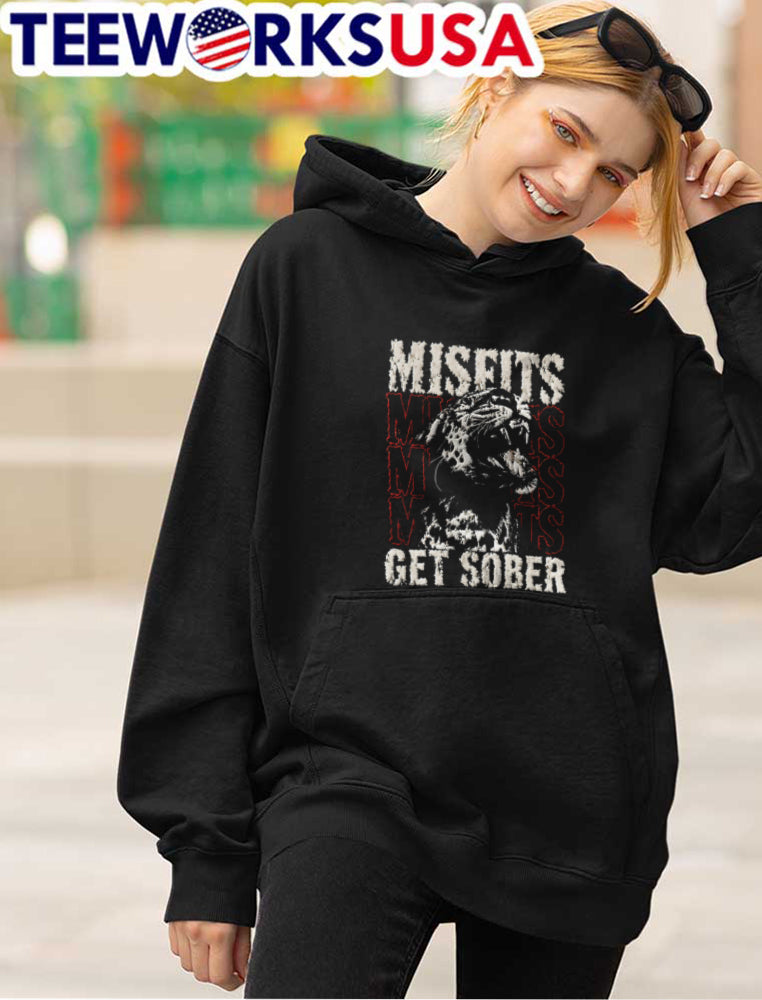 Misfits GET Sober jaguar roaring mouth open graphic - Adult & Kids T-Shirts, Sweatshirts & Hoodies apparel design preview 4