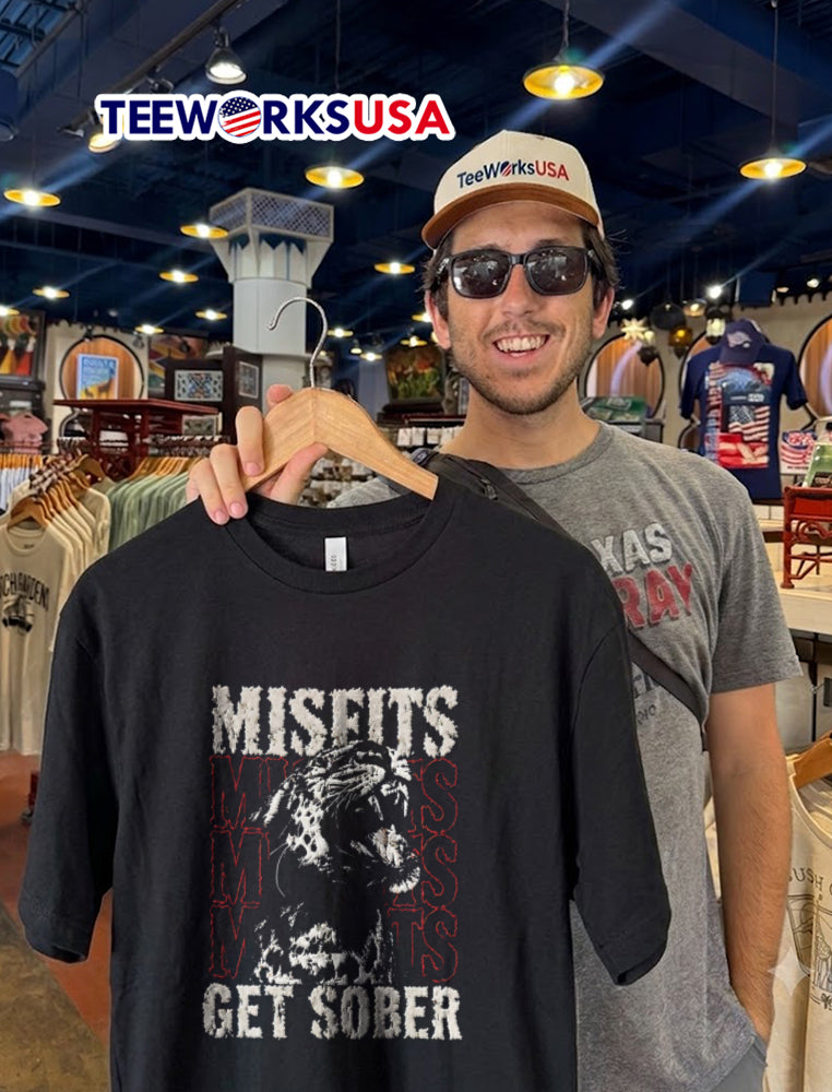 Misfits GET Sober jaguar roaring mouth open graphic - Adult & Kids T-Shirts, Sweatshirts & Hoodies apparel design preview 2