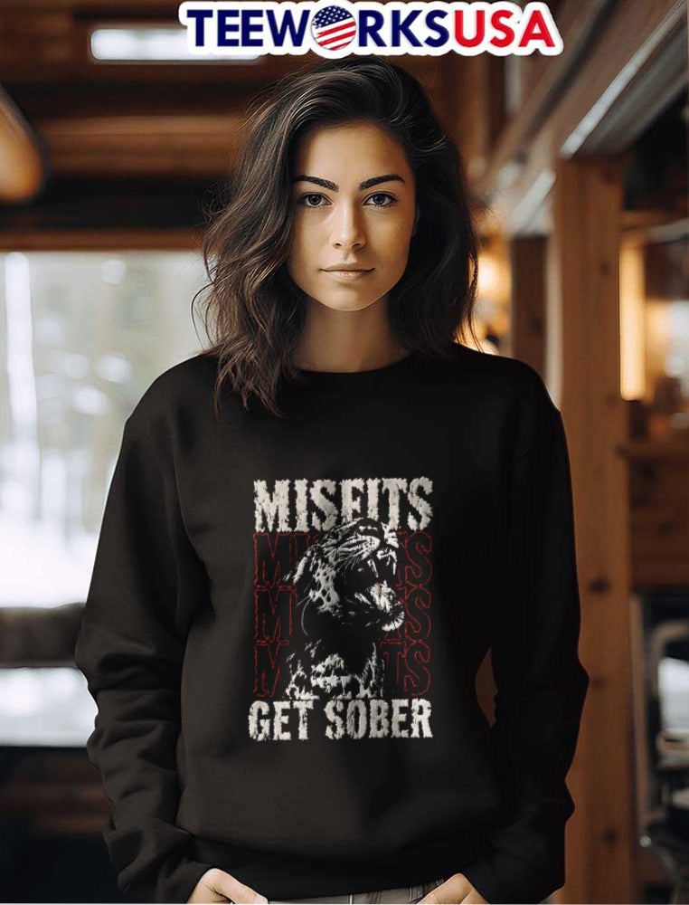 Misfits GET Sober jaguar roaring mouth open graphic - Adult & Kids T-Shirts, Sweatshirts & Hoodies apparel design preview 7