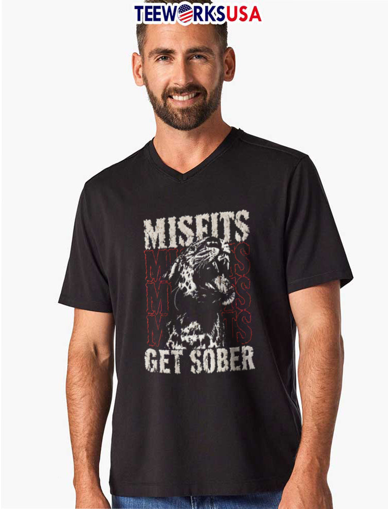 Misfits GET Sober jaguar roaring mouth open graphic - Adult & Kids T-Shirts, Sweatshirts & Hoodies apparel design preview 8