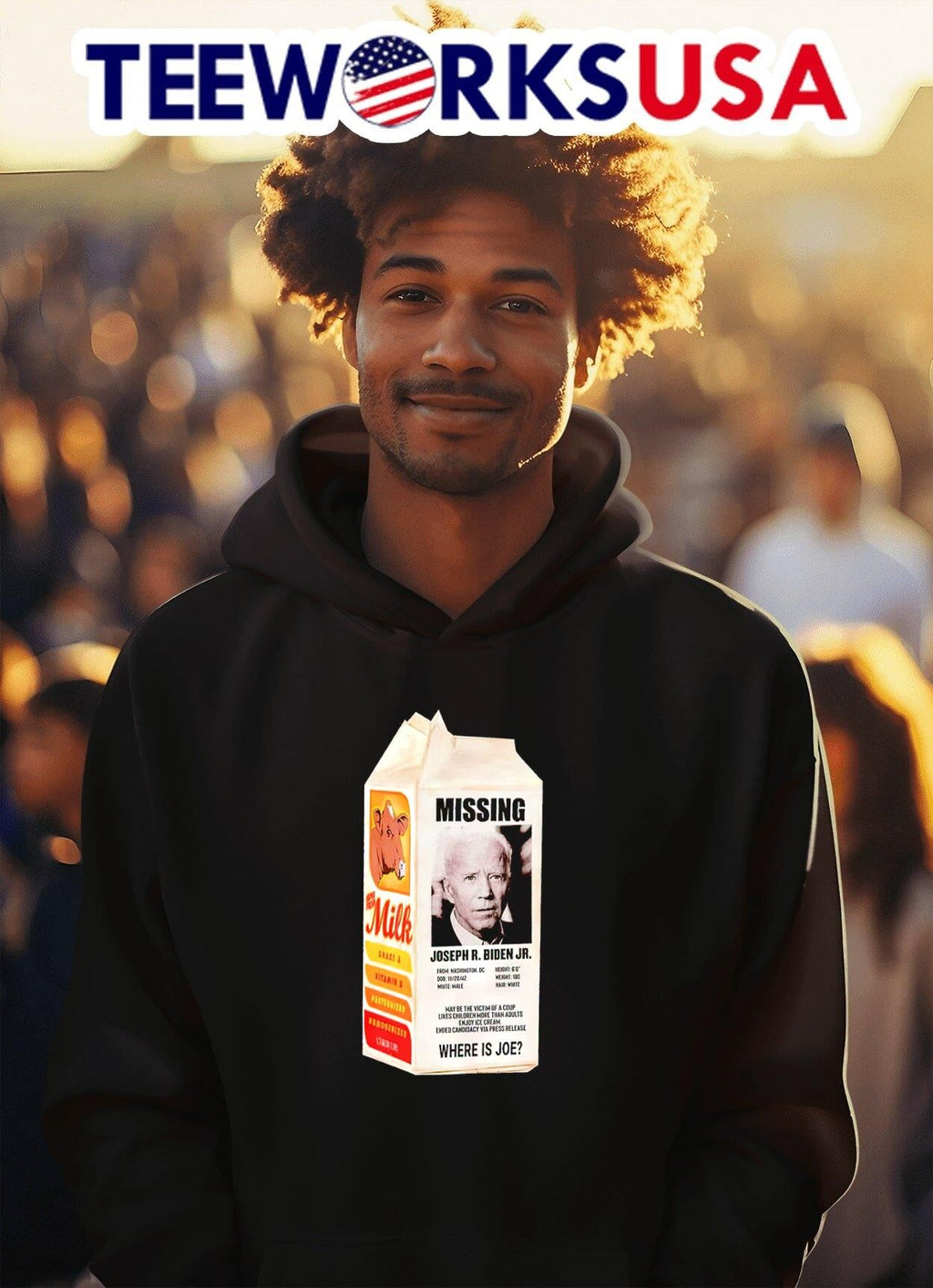 Missing Joseph R. Biden Jr. where is Joe milk bottle - Adult & Kids T-Shirts, Sweatshirts & Hoodies apparel design preview 2