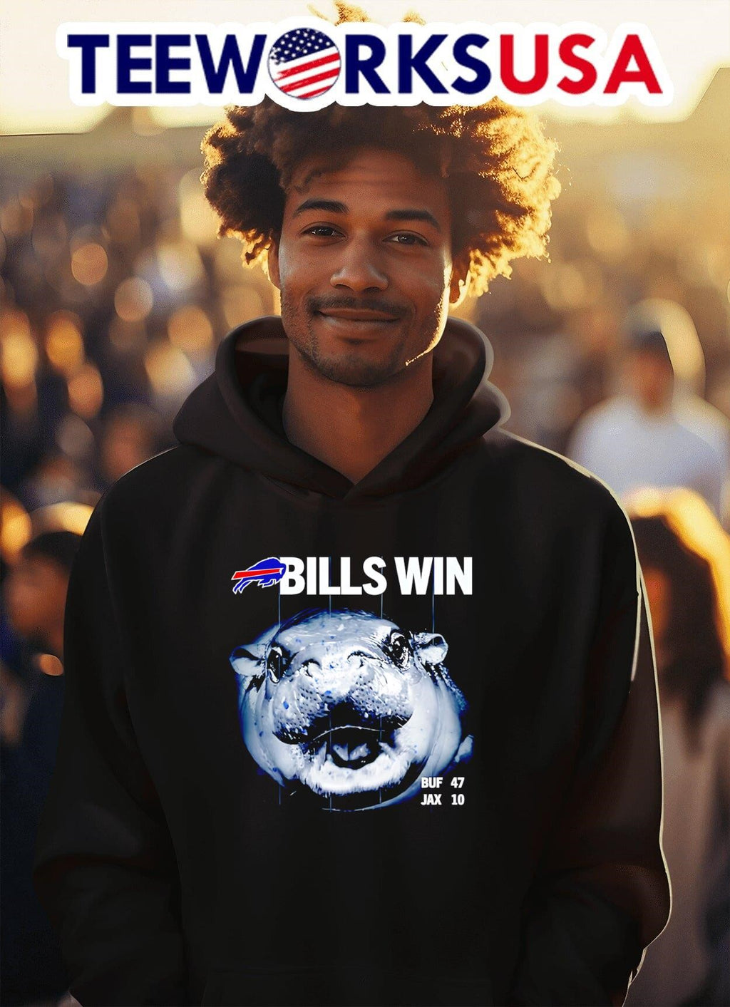Moo Deng Buffalo Bills win - Adult & Kids T-Shirts, Sweatshirts & Hoodies apparel design preview 2