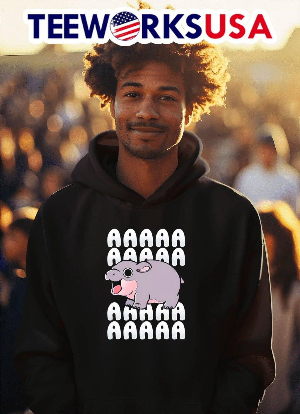 Moo Deng screaming hippo - Adult & Kids T-Shirts, Sweatshirts & Hoodies apparel design preview 2