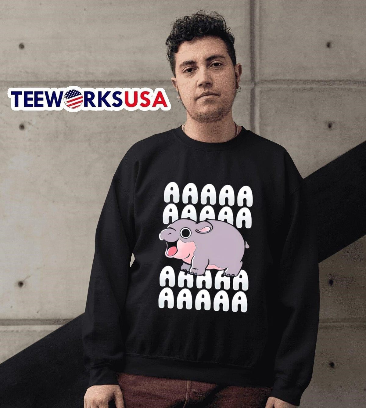 Moo Deng screaming hippo - Adult & Kids T-Shirts, Sweatshirts & Hoodies apparel design preview 3