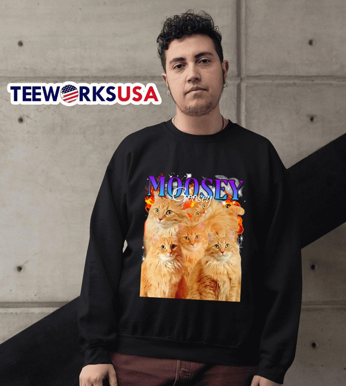 Moosey Goosey cat graphic - Adult & Kids T-Shirts, Sweatshirts & Hoodies apparel design preview 6