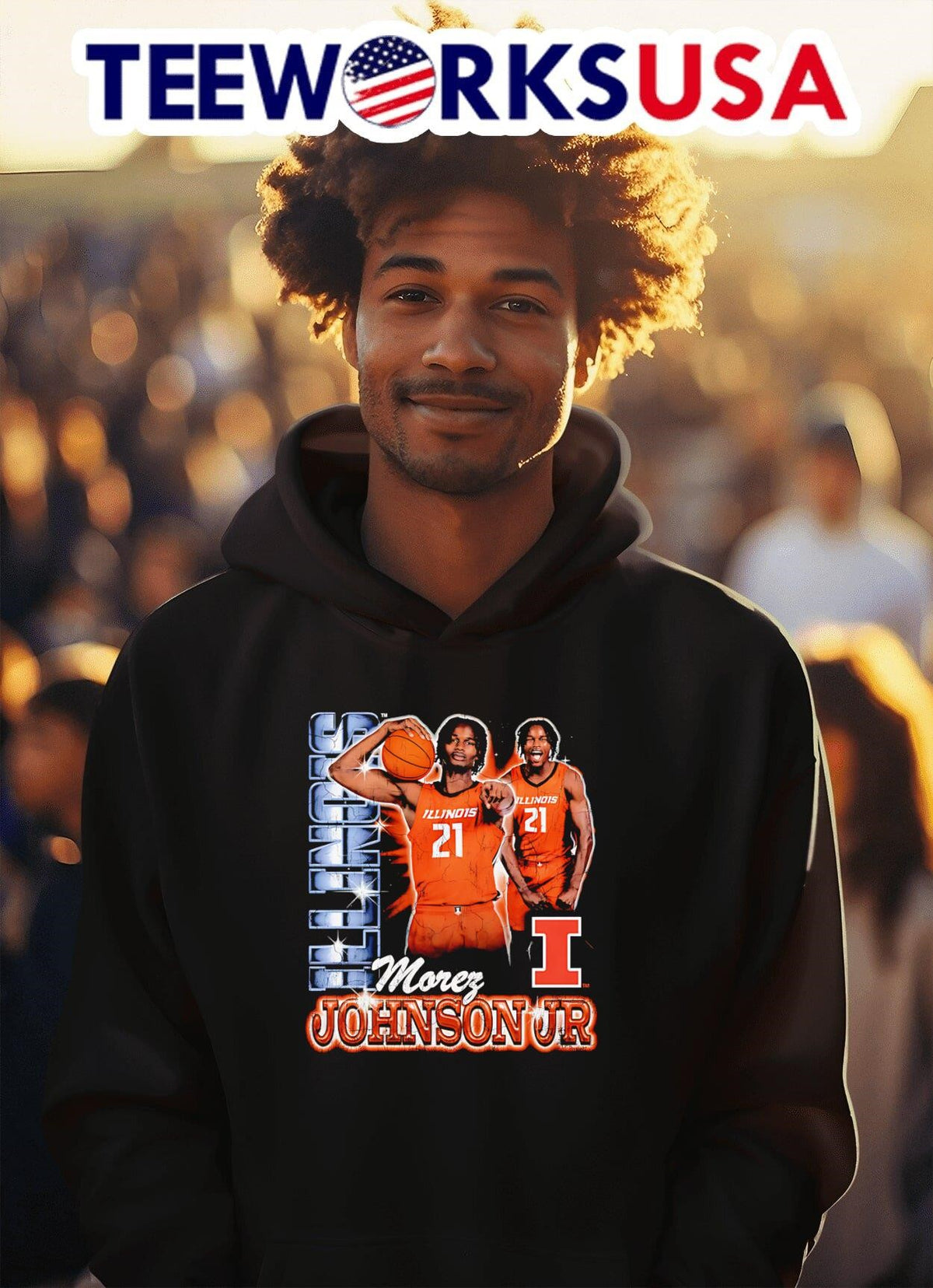 Morez Johnson Jr Illinois 90s retro - Adult & Kids T-Shirts, Sweatshirts & Hoodies apparel design preview 2