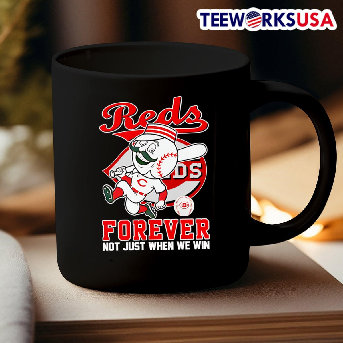 Mr. Red Cincinnati Reds forever not just when we win - Adult & Kids T-Shirts, Sweatshirts & Hoodies apparel design preview 3