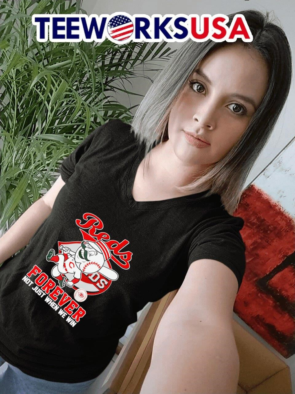 Mr. Red Cincinnati Reds forever not just when we win - Adult & Kids T-Shirts, Sweatshirts & Hoodies apparel design preview 7