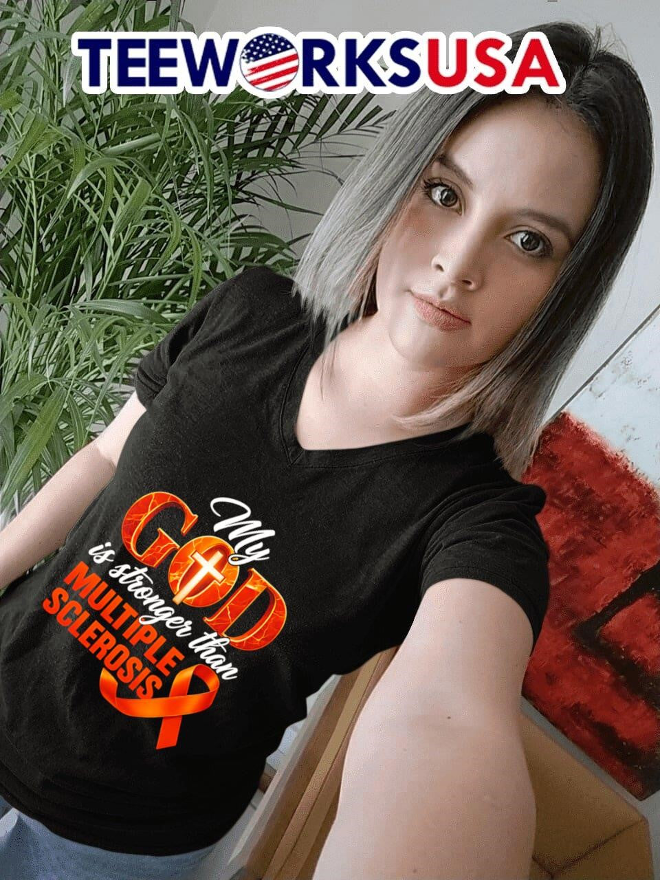 My God Is Stronger Than Multiple Sclerosis Awareness - Adult & Kids T-Shirts, Sweatshirts & Hoodies apparel design preview 7