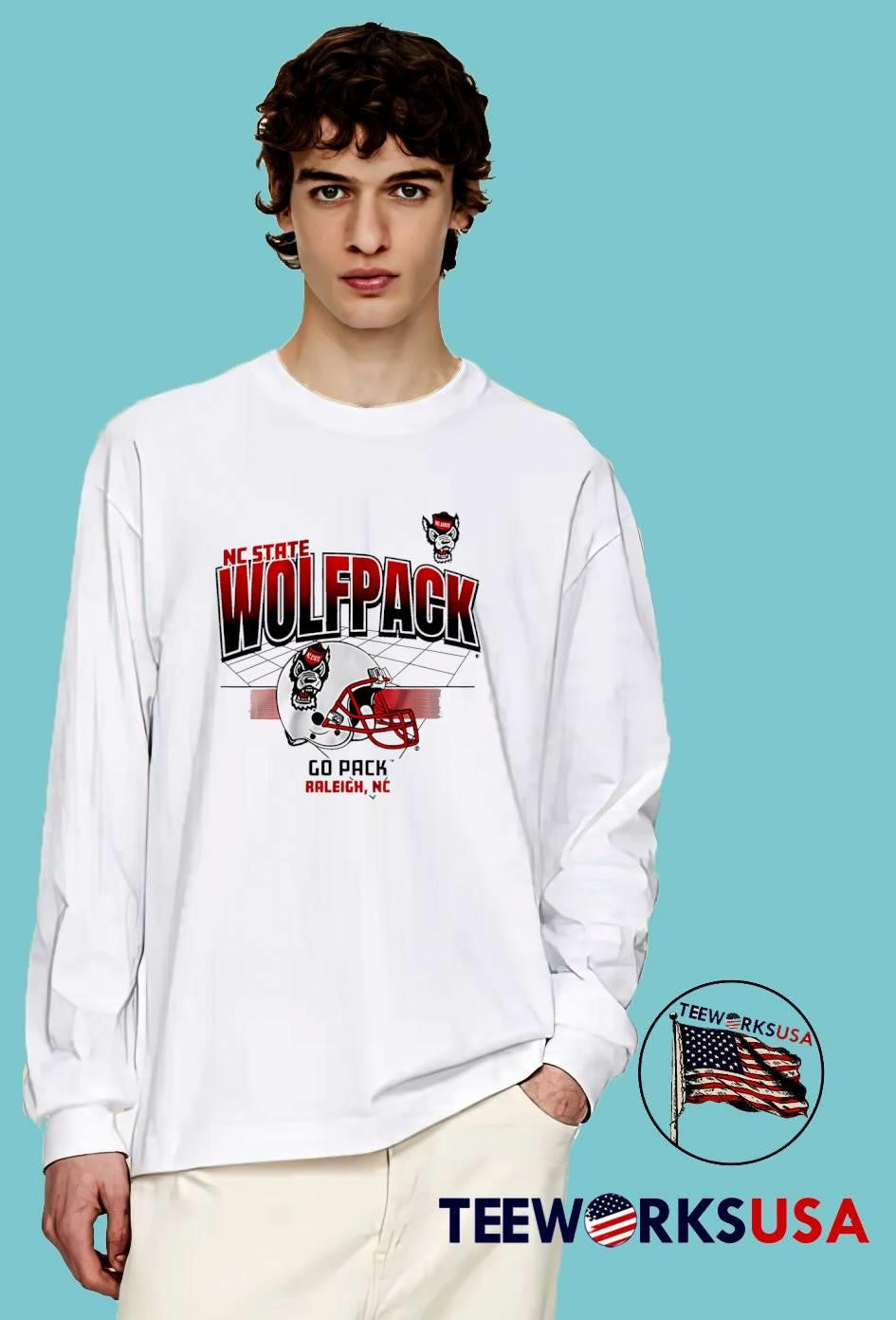 NC State Football Helmet Grid Go Pack raleigh - Adult & Kids T-Shirts, Sweatshirts & Hoodies apparel design preview 4