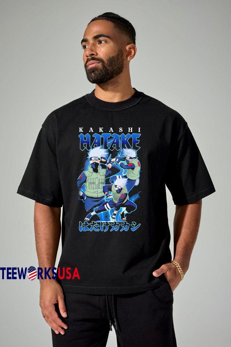 Naruto Shippuden Retro Kakashi Lightning Poses Anime - Adult & Kids T-Shirts, Sweatshirts & Hoodies apparel design preview 3