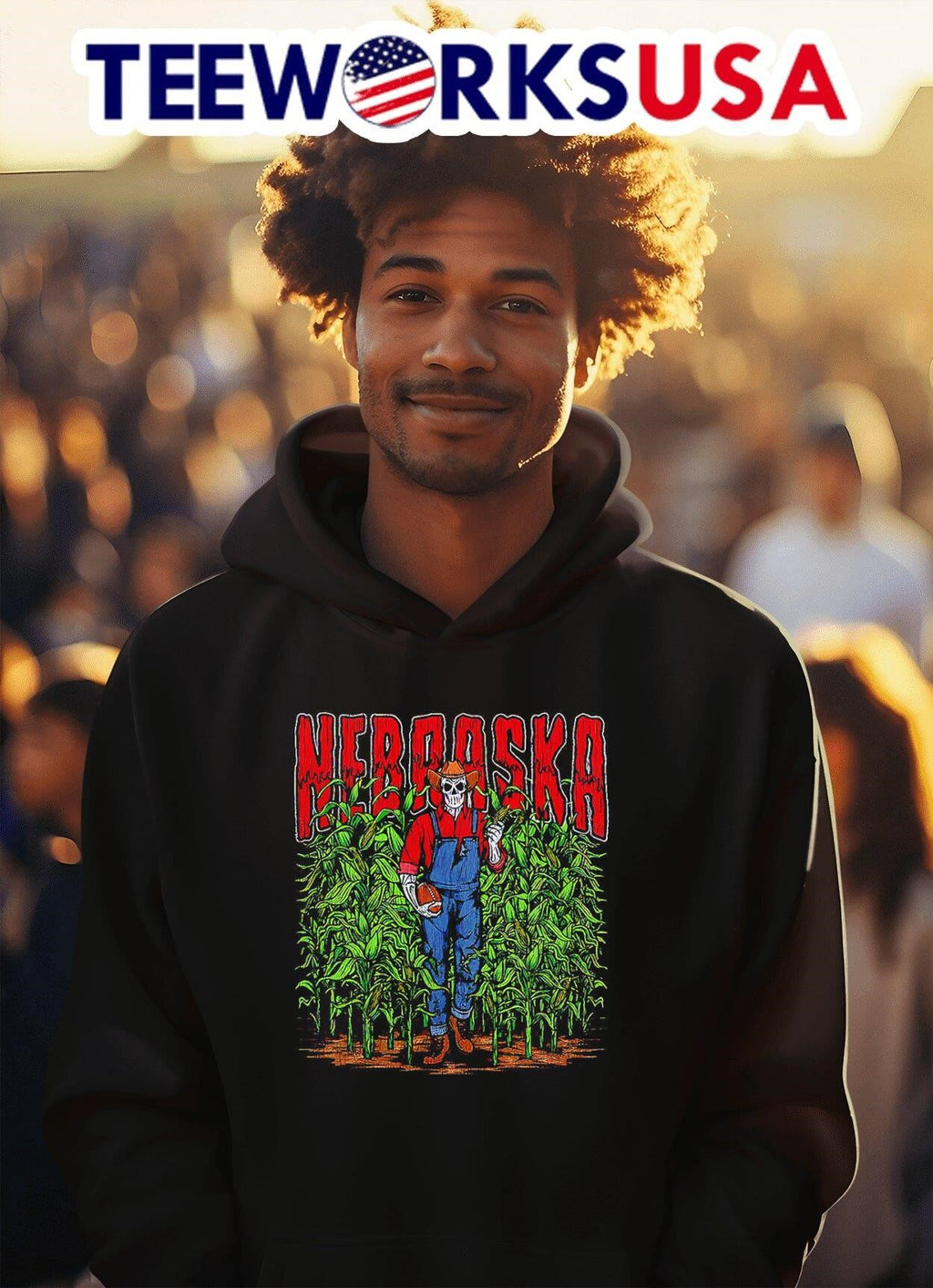 Nebraska Cornhuskers skeleton field corn - Adult & Kids T-Shirts, Sweatshirts & Hoodies apparel design preview 2