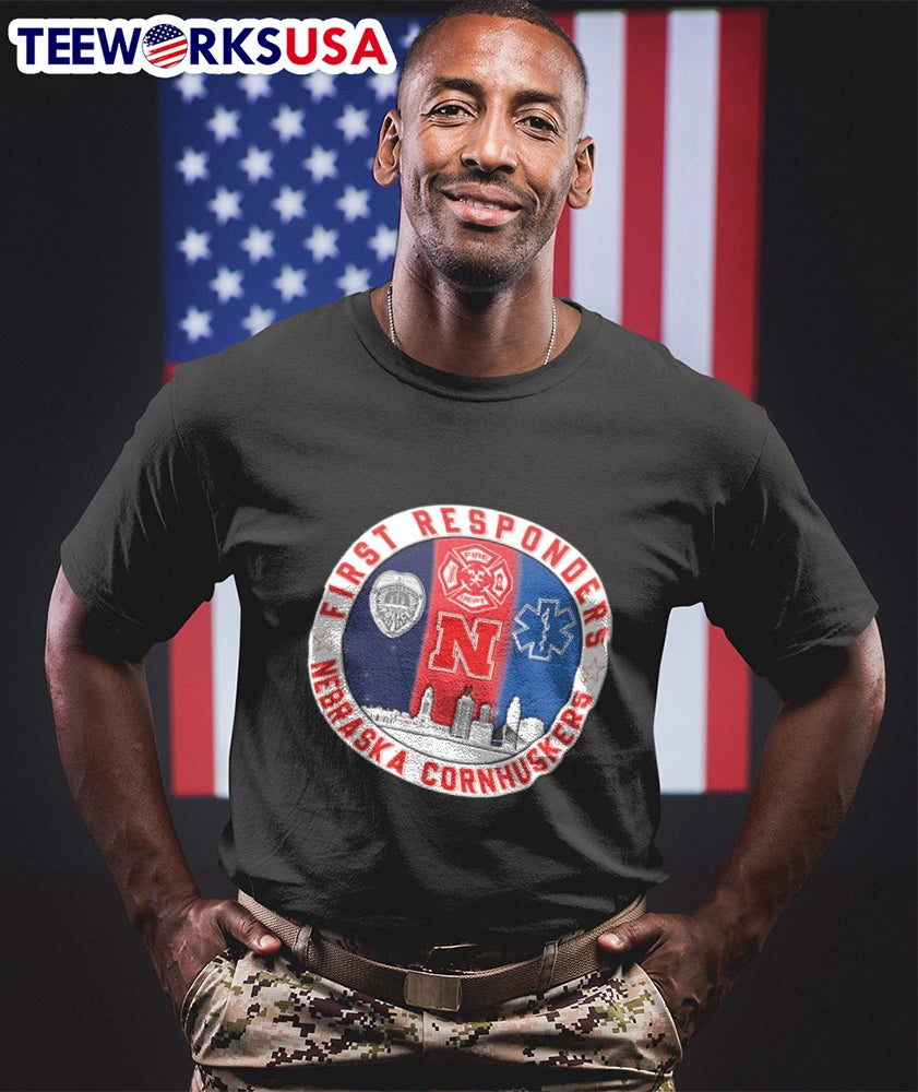 Nebraska Cornhuskers x First Responders Never Forget - Adult & Kids T-Shirts, Sweatshirts & Hoodies apparel design preview 1