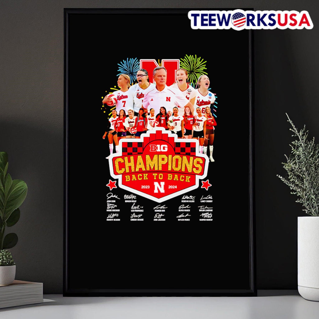 Nebraska Huskers volleyball Big 10 Champions back to - Adult & Kids T-Shirts, Sweatshirts & Hoodies apparel design preview 5