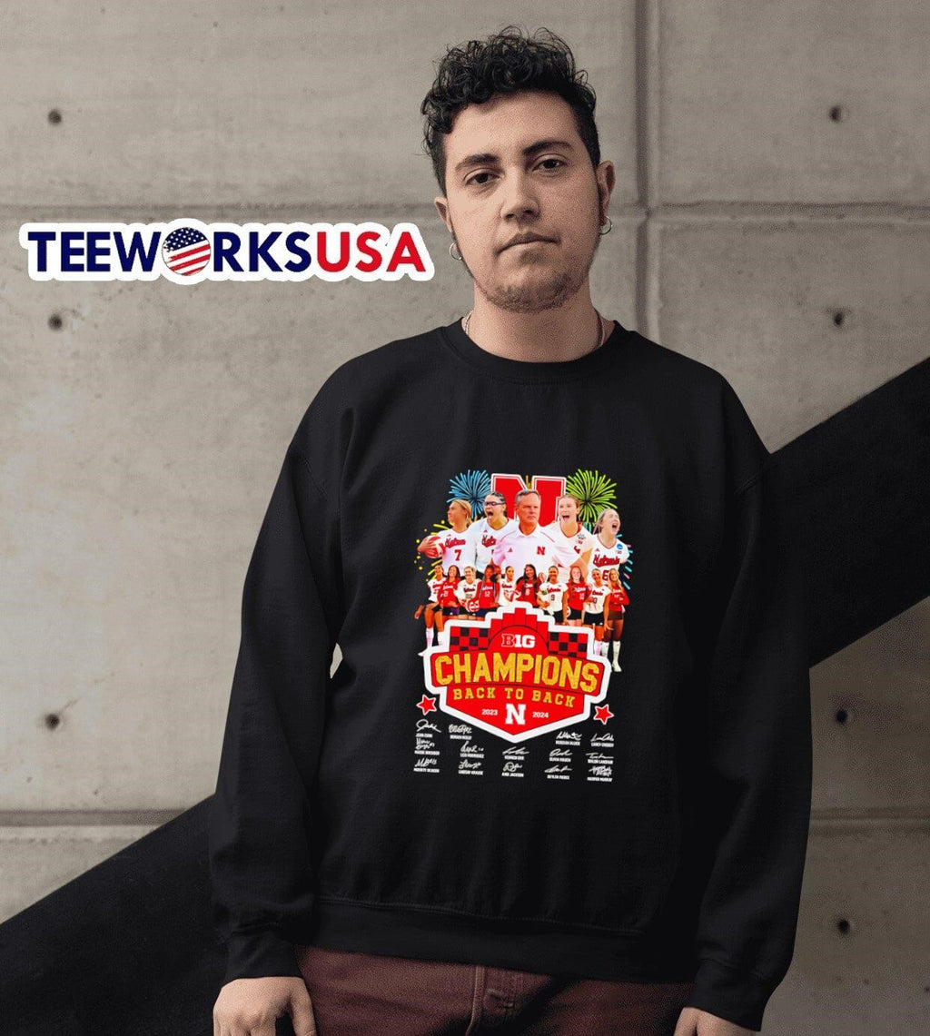 Nebraska Huskers volleyball Big 10 Champions back to - Adult & Kids T-Shirts, Sweatshirts & Hoodies apparel design preview 6