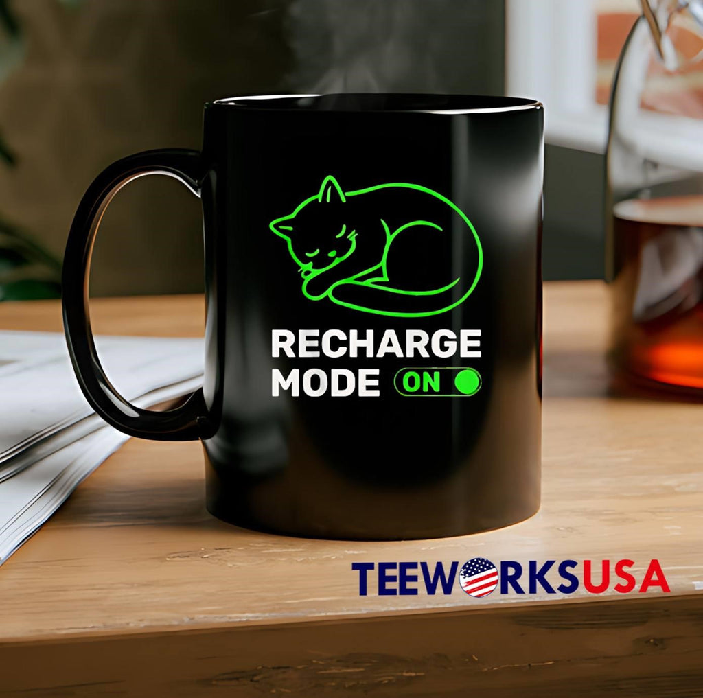 Neon Cat Recharge Mode On - Adult & Kids T-Shirts, Sweatshirts & Hoodies apparel design preview 2