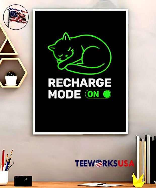 Neon Cat Recharge Mode On - Adult & Kids T-Shirts, Sweatshirts & Hoodies apparel design preview 5