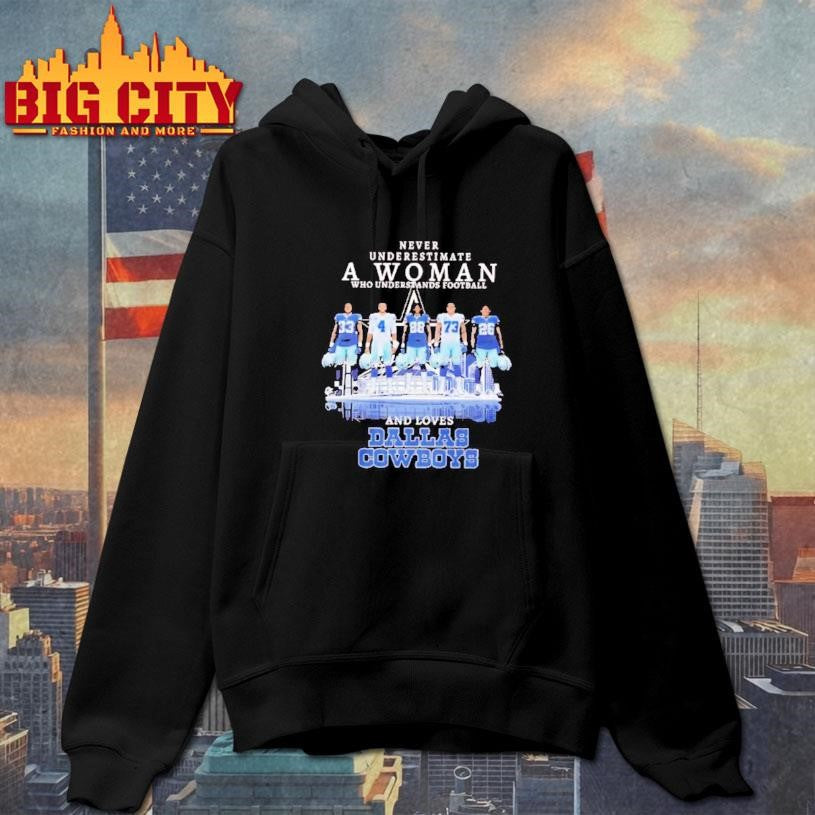 Never Underestimate A Woman Understands Football - Adult & Kids T-Shirts, Sweatshirts & Hoodies apparel design preview 2