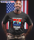 Never surrender fight Donald Trump 2024 - Adult & Kids T-Shirts, Sweatshirts & Hoodies apparel design preview 1