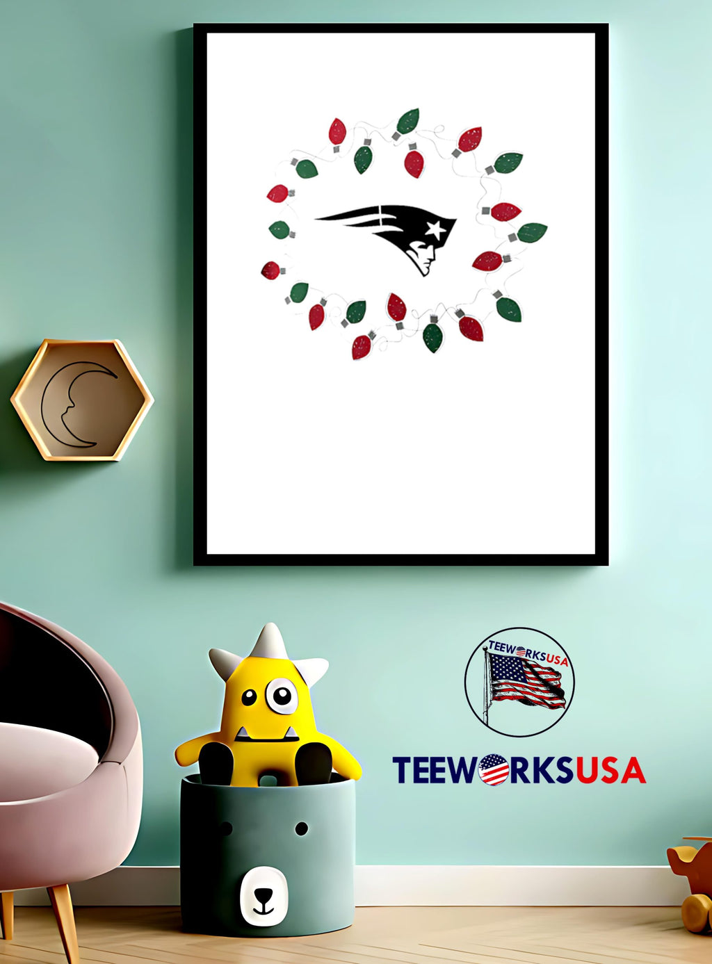 New England Patriots Christmas light logo - Adult & Kids T-Shirts, Sweatshirts & Hoodies apparel design preview 4