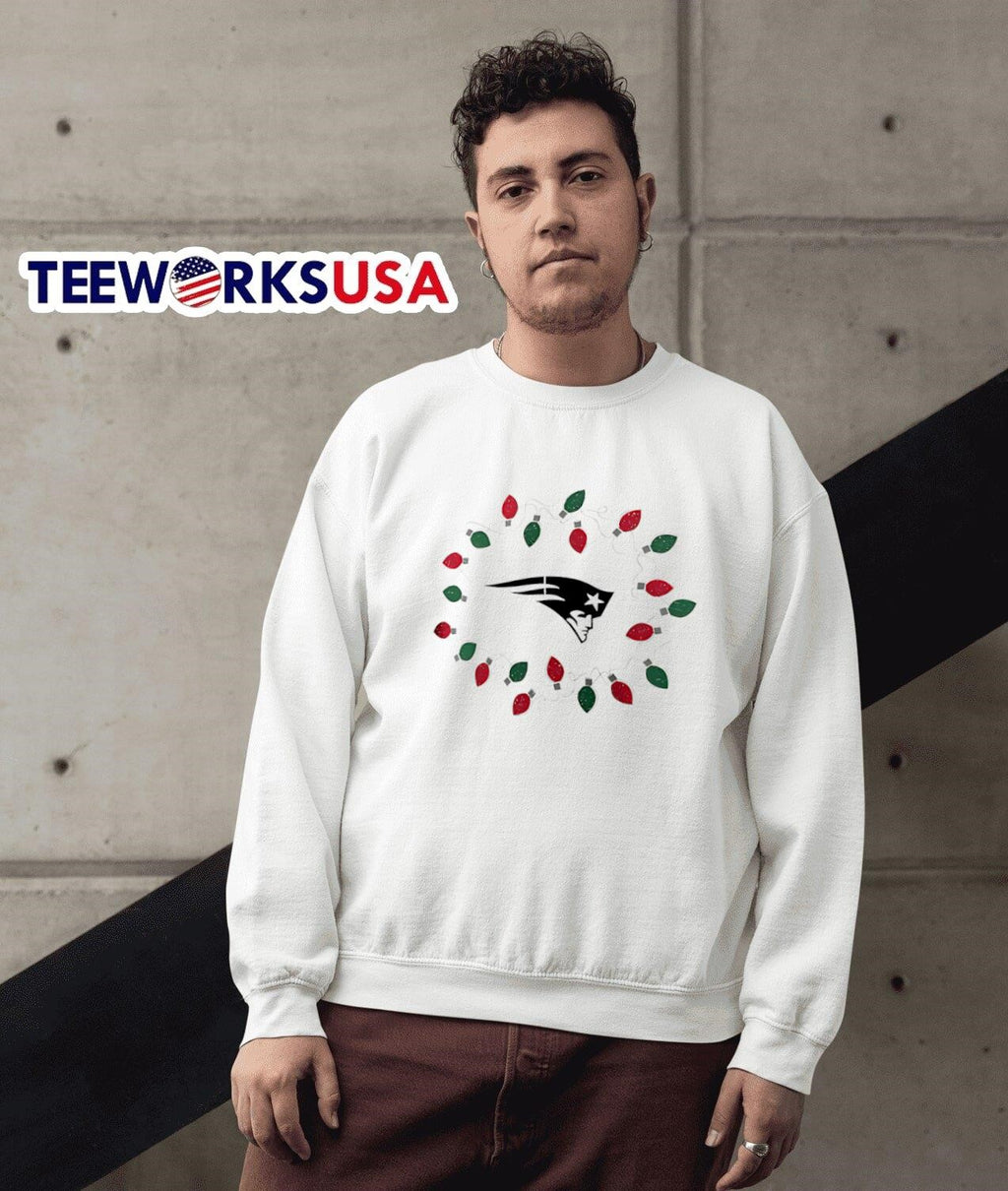 New England Patriots Christmas light logo - Adult & Kids T-Shirts, Sweatshirts & Hoodies apparel design preview 5