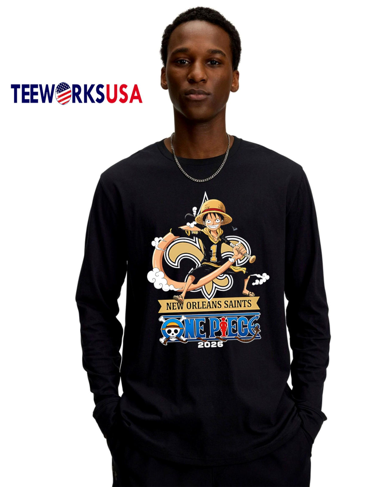 New Orleans Saints One Piece 2026 Luffy - Adult & Kids T-Shirts, Sweatshirts & Hoodies apparel design preview 4