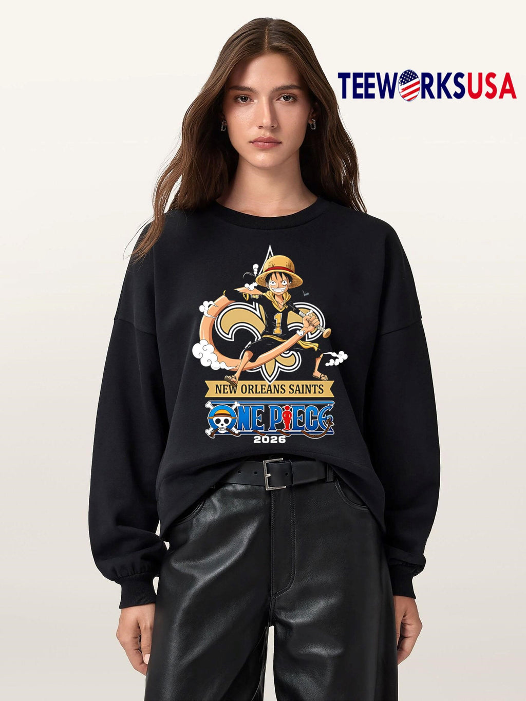 New Orleans Saints One Piece 2026 Luffy - Adult & Kids T-Shirts, Sweatshirts & Hoodies apparel design preview 5