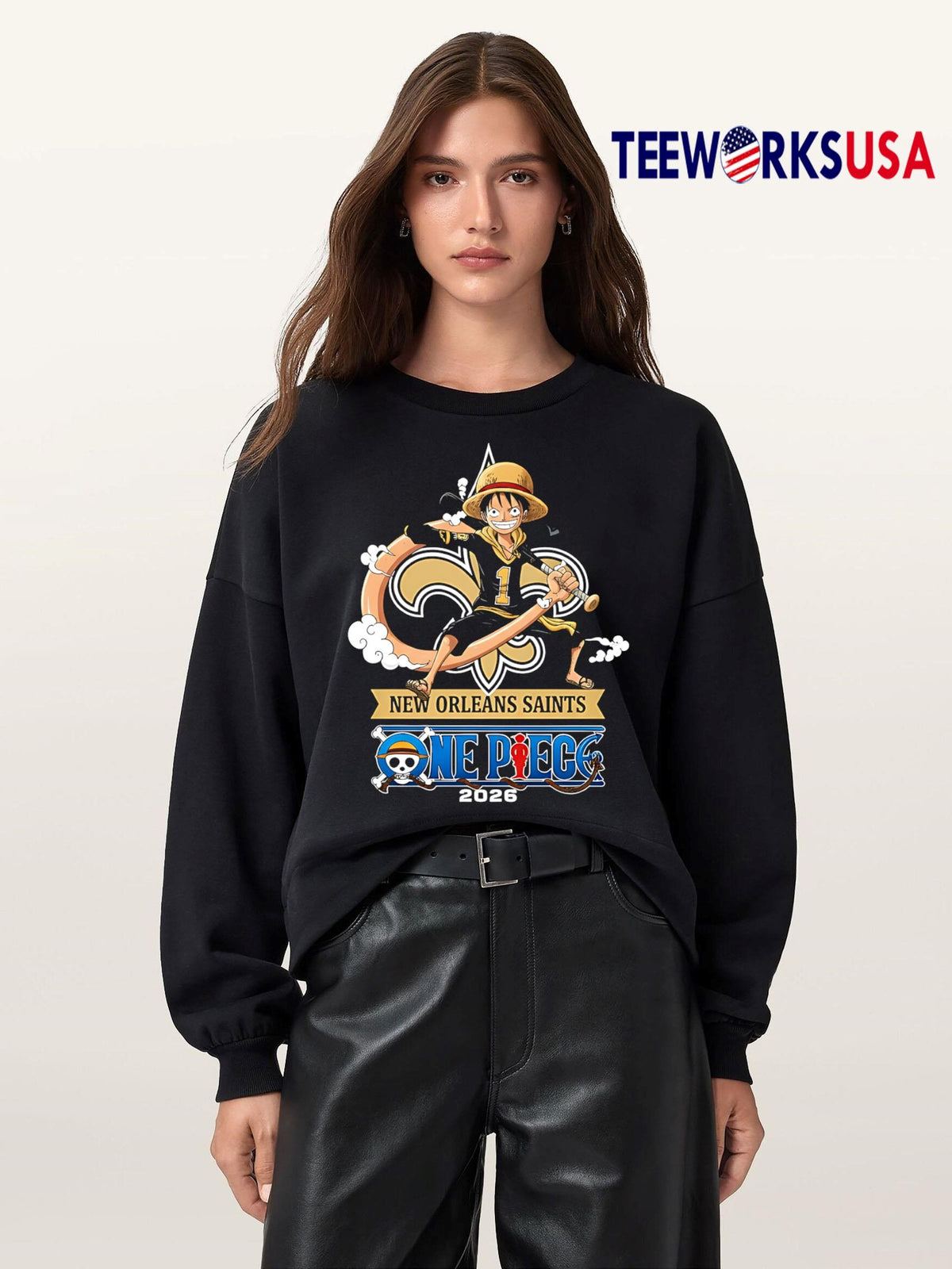 New Orleans Saints One Piece 2026 Luffy - Adult & Kids T-Shirts, Sweatshirts & Hoodies apparel design preview 5