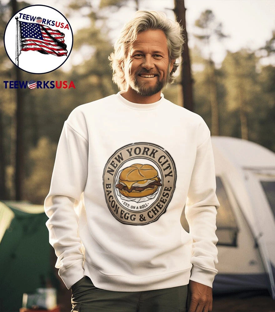 New York City Bacon Egg And Cheese Est On A Roll - Adult & Kids T-Shirts, Sweatshirts & Hoodies apparel design preview 5