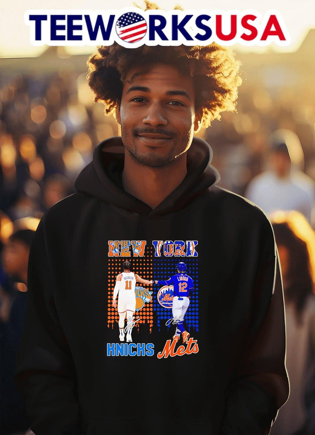 New York Jalen Brunson and Francisco Lindor - Adult & Kids T-Shirts, Sweatshirts & Hoodies apparel design preview 2