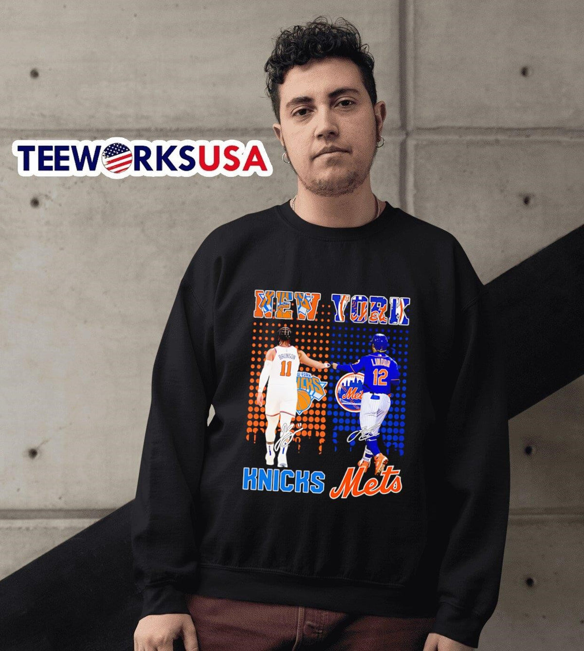 New York Jalen Brunson and Francisco Lindor - Adult & Kids T-Shirts, Sweatshirts & Hoodies apparel design preview 3