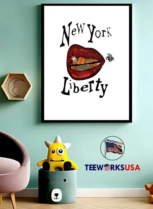 New York Liberty red lips - Adult & Kids T-Shirts, Sweatshirts & Hoodies apparel design preview 3