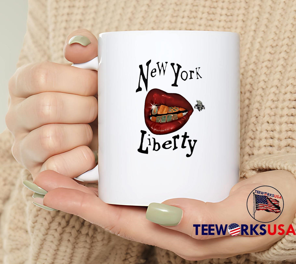 New York Liberty red lips - Adult & Kids T-Shirts, Sweatshirts & Hoodies apparel design preview 6