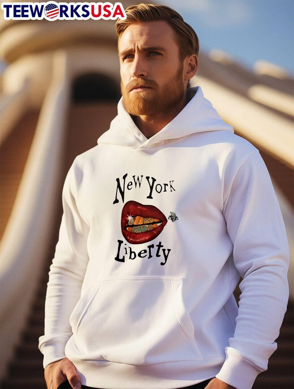 New York Liberty red lips - Adult & Kids T-Shirts, Sweatshirts & Hoodies apparel design preview 2