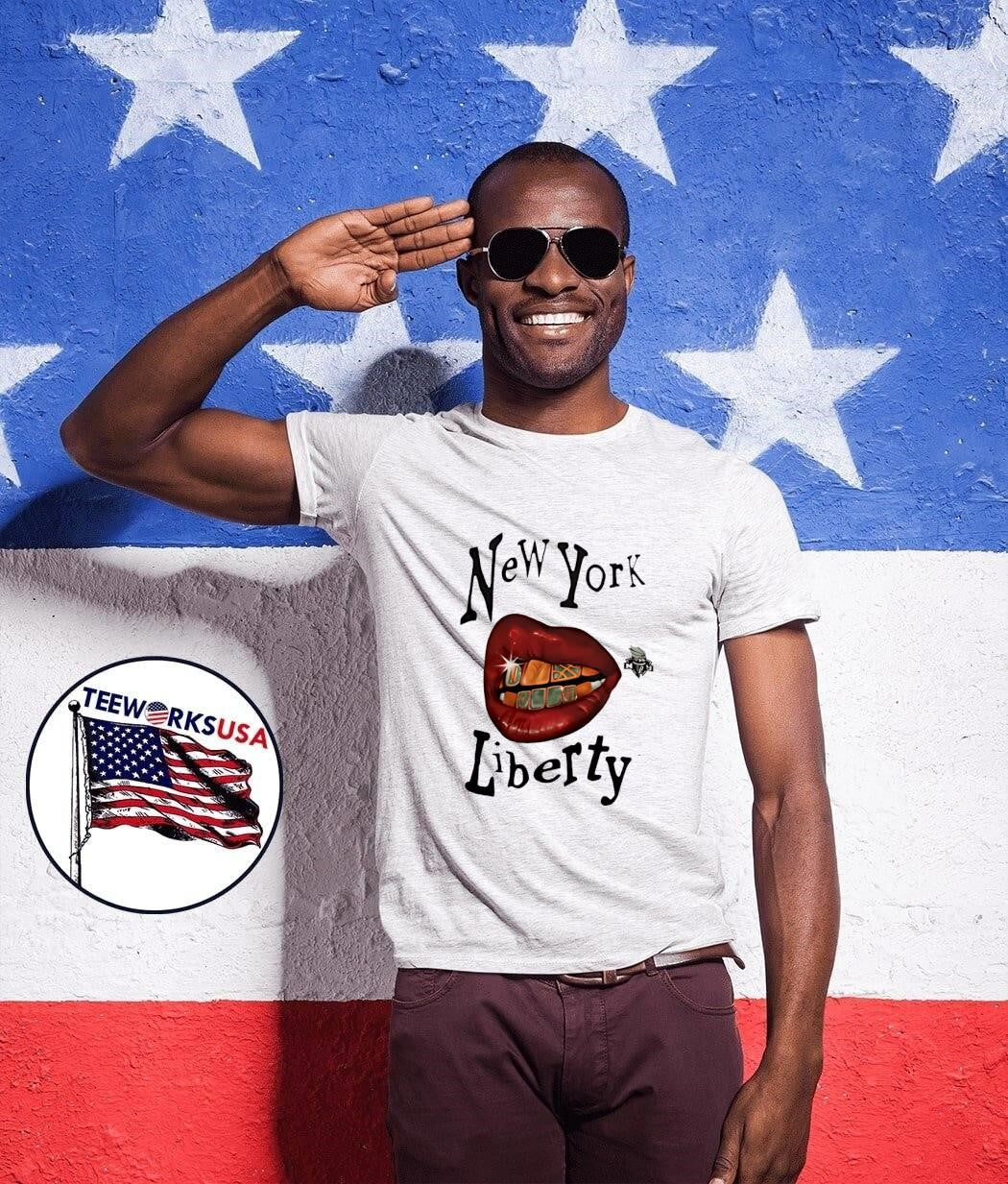 New York Liberty red lips - Adult & Kids T-Shirts, Sweatshirts & Hoodies apparel design preview 1