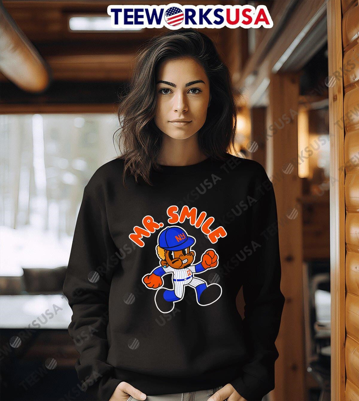 New York Mets Mr Smile 12 - Adult & Kids T-Shirts, Sweatshirts & Hoodies apparel design preview 3