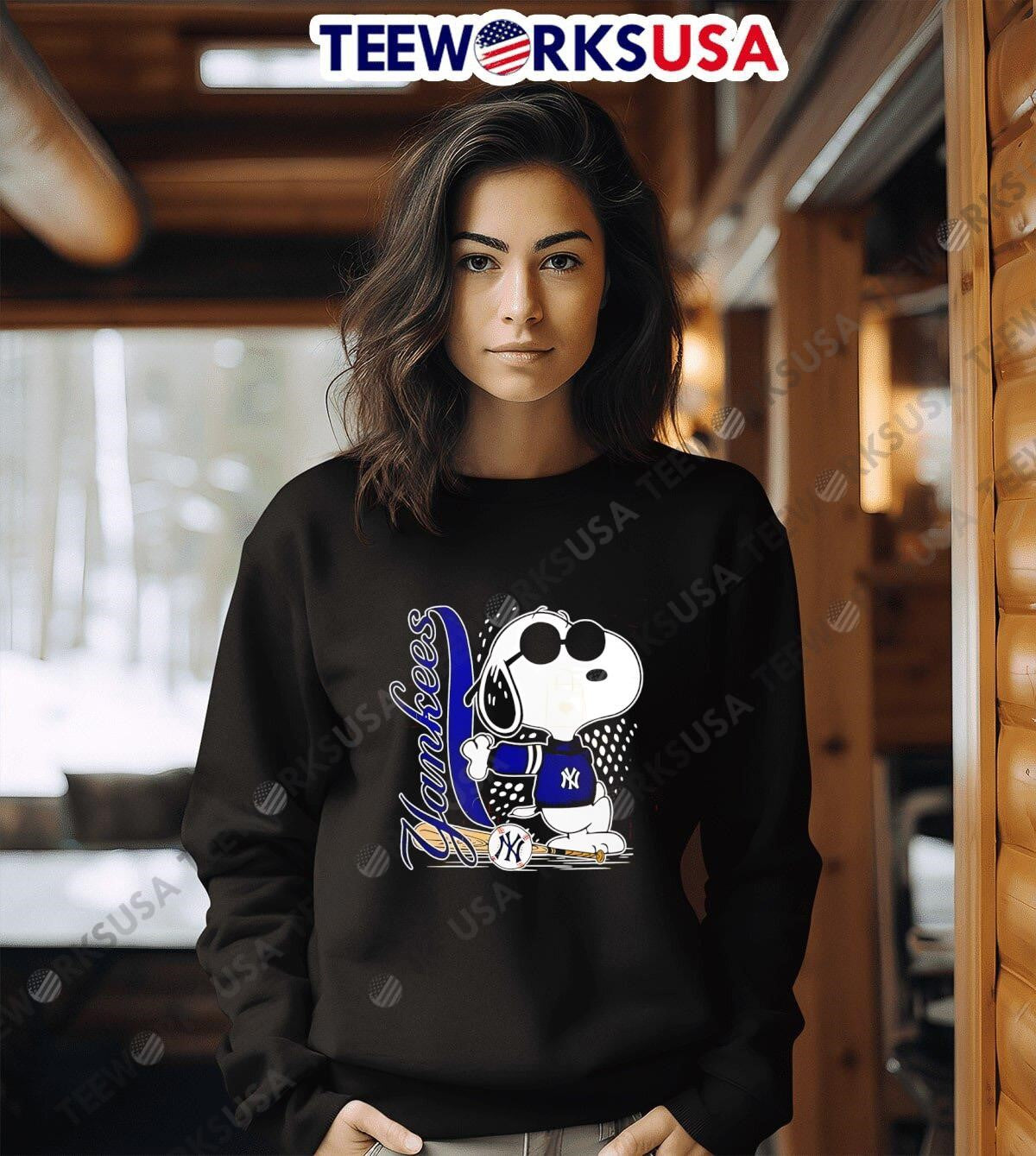 New York Yankees Snoopy pose - Adult & Kids T-Shirts, Sweatshirts & Hoodies apparel design preview 6