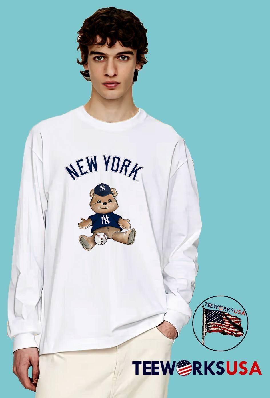 New York Yankees Teddy Bear - Adult & Kids T-Shirts, Sweatshirts & Hoodies apparel design preview 4