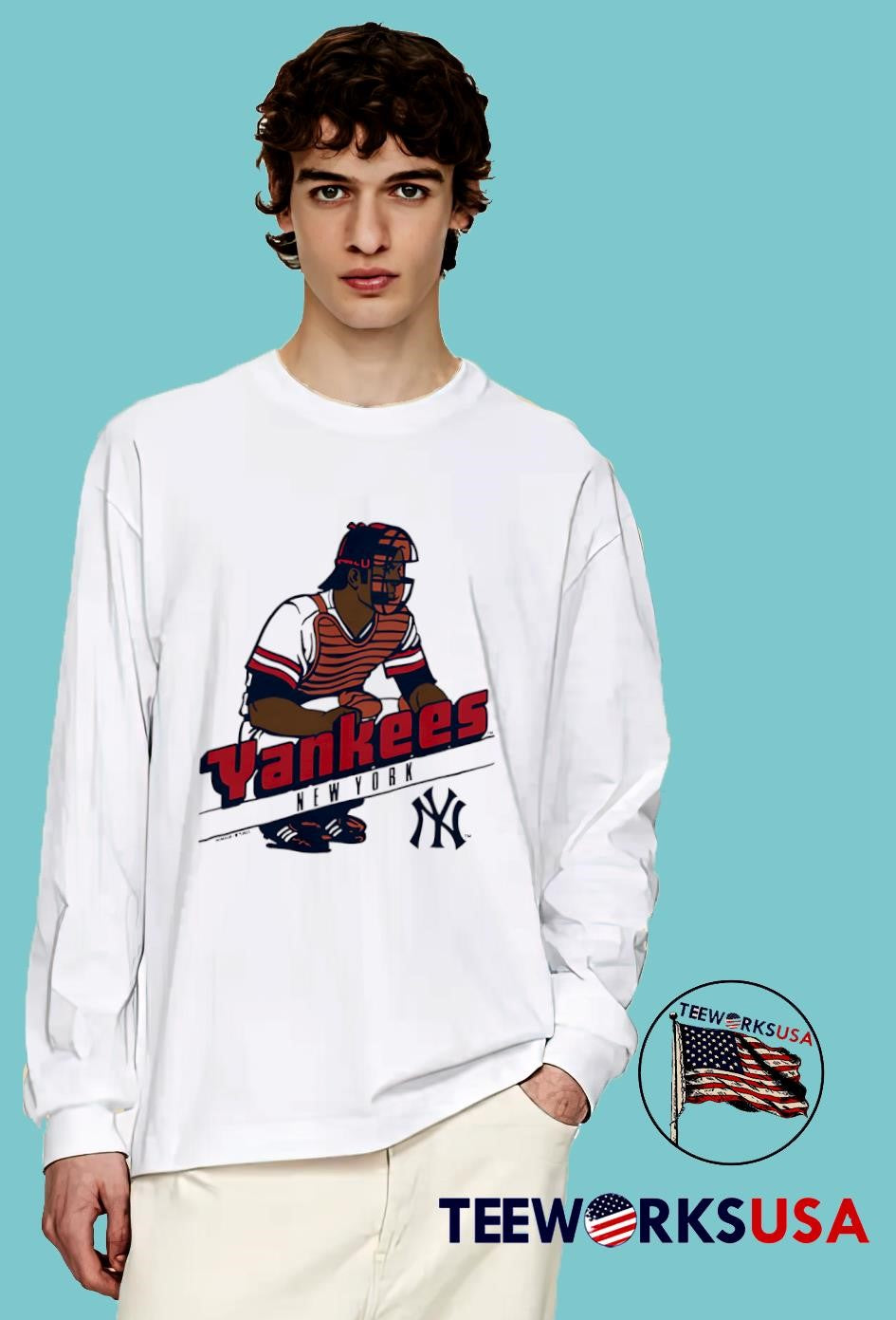New York Yankees ball catcher - Adult & Kids T-Shirts, Sweatshirts & Hoodies apparel design preview 4