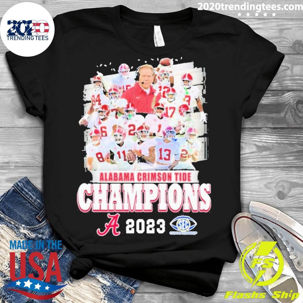 Nice Alabama Crimson Tide Champions 2023 Sec - Adult & Kids T-Shirts, Sweatshirts & Hoodies apparel design preview 3