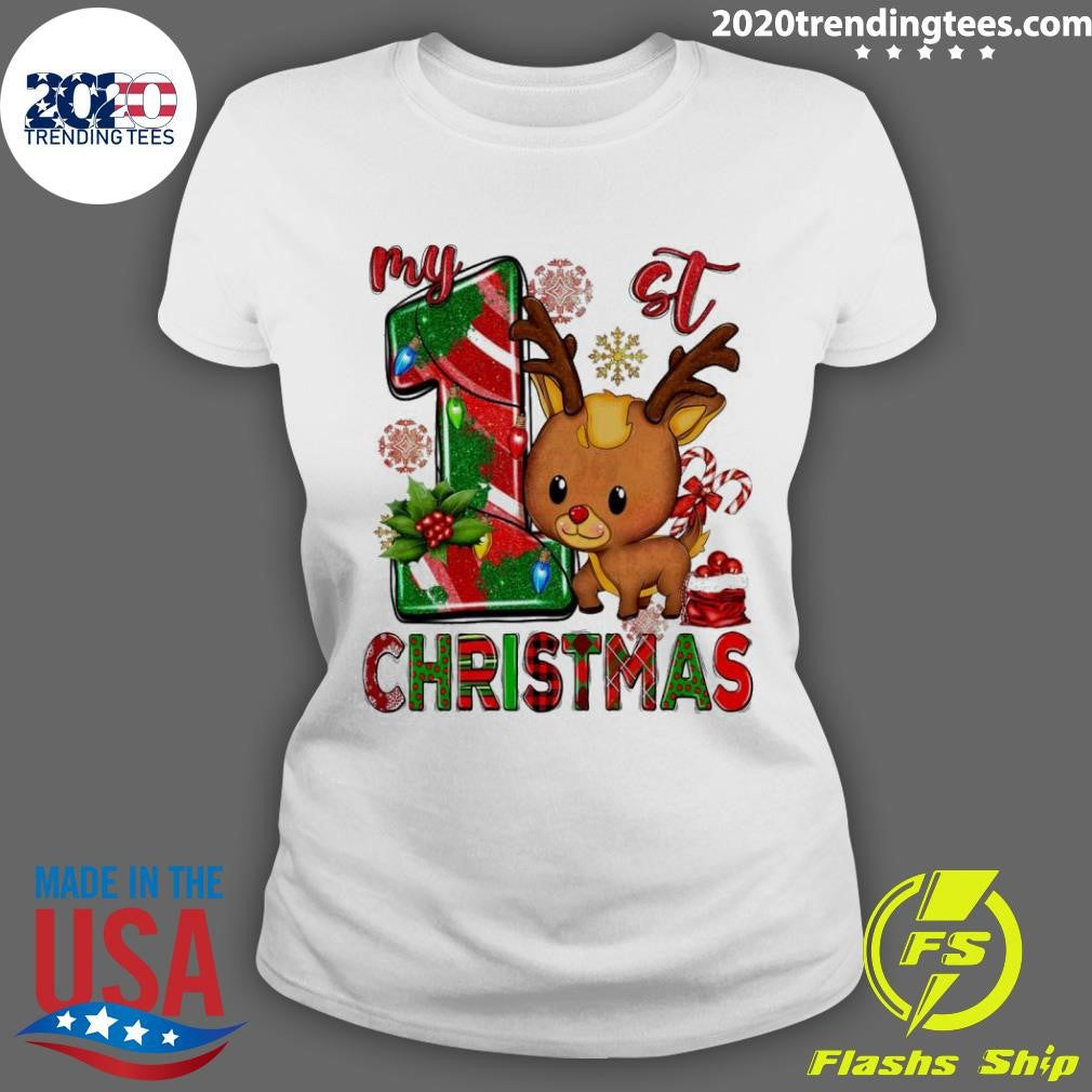 Nice Baby Reindeer My First Christmas - Adult & Kids T-Shirts, Sweatshirts & Hoodies apparel design preview 3
