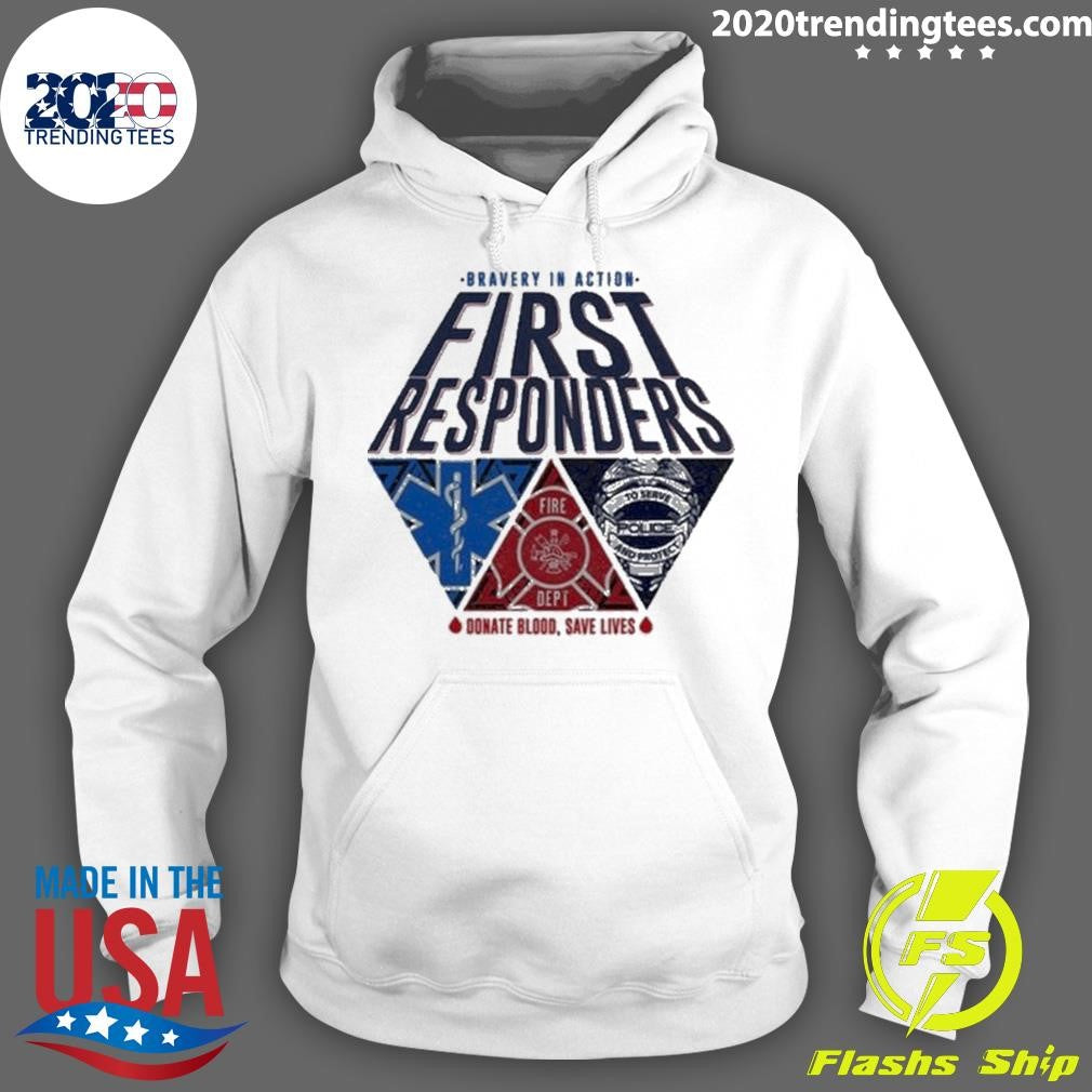 Nice Bravery In Action First Responders 2024 - Adult & Kids T-Shirts, Sweatshirts & Hoodies apparel design preview 2