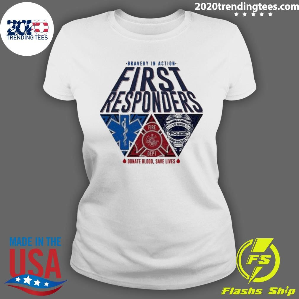 Nice Bravery In Action First Responders 2024 - Adult & Kids T-Shirts, Sweatshirts & Hoodies apparel design preview 3