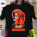 Nice Chibi Cleveland Browns Marvel Wolverine Deadpool - Adult & Kids T-Shirts, Sweatshirts & Hoodies apparel design preview 1