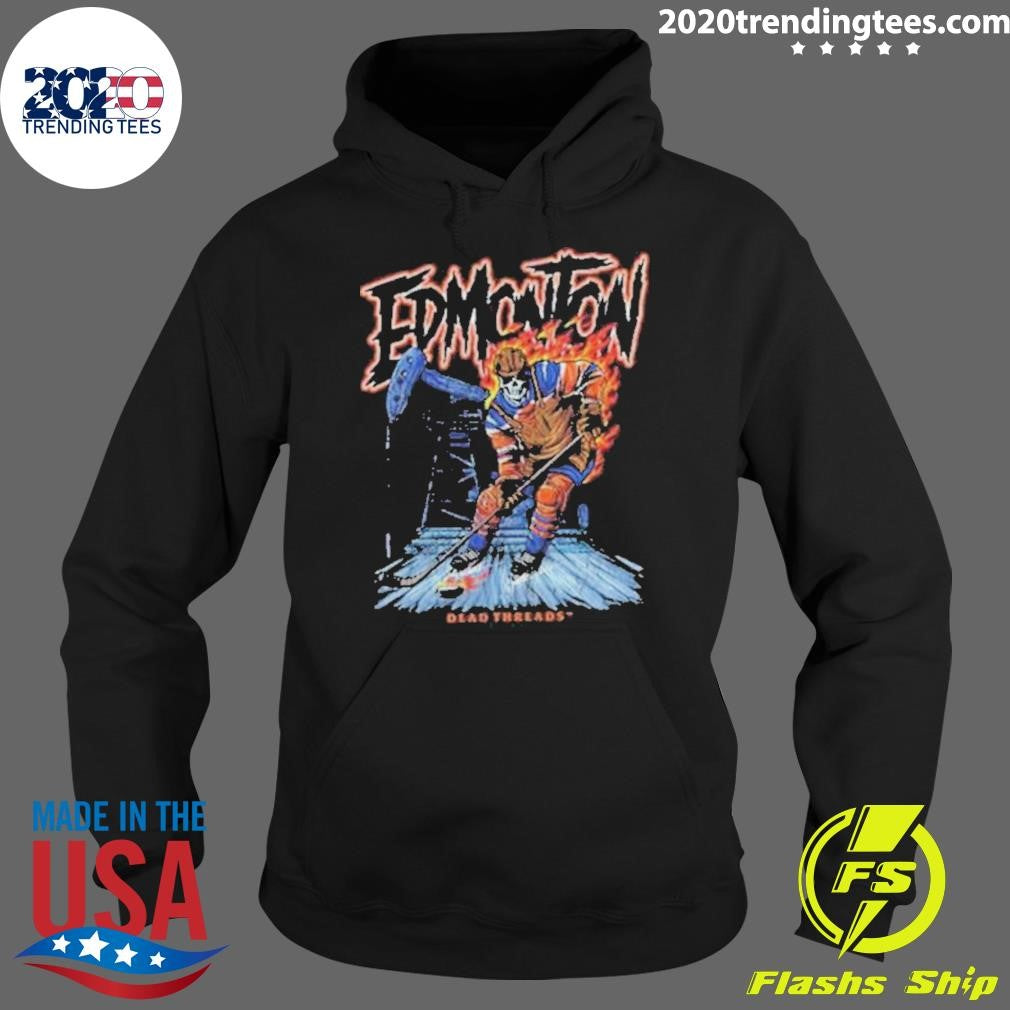 Nice Edmonton Oilers Hockey Dead Skeleton 2024 - Adult & Kids T-Shirts, Sweatshirts & Hoodies apparel design preview 2